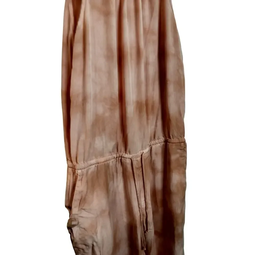 3535) Anthropologie Cloth & Stone Pink Tie Dye Tencel Jumpsuit Size Large